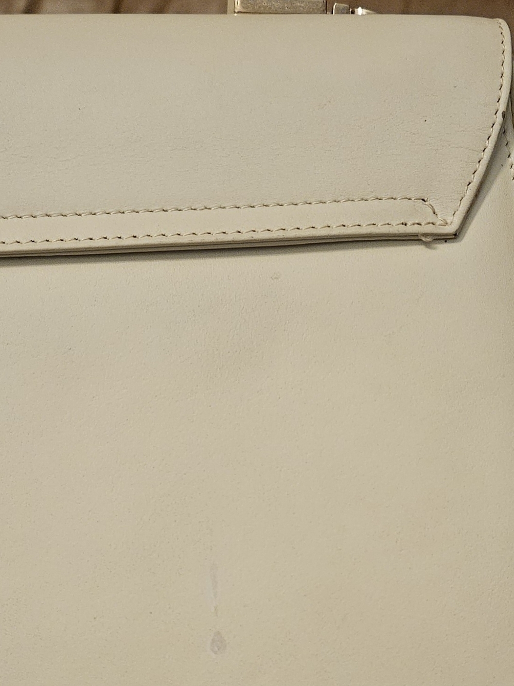 Salvatore Ferragamo Cream Leather Top-Handle Satchel with Gold Hardware - Picture 13 of 16